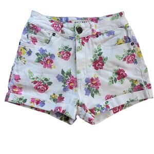 BULLHEAD Y2K High Rise White Floral Denim Mom Shorts Sz 3